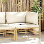 Modulares Garten-Lounge-Set aus Bambus mit Beistelltisch und dick gepolsterten Kissen, 3-TLG. Garten-Lounge-Set mit Kissen und Fu&szlig;st&uuml;tze f&uuml;r entspannte Stunden im Freien
