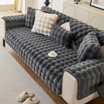 Weiche Pl&uuml;sch Sofabezug Waschbar Couch &Uuml;berzug Flauschiger Kunstpelz Sofa Sitzkissenbezug rutschfeste Sofa &Uuml;berzug 1 2 3 4 Sitzer Und Modulsofas,Grau(110 * 180cm)