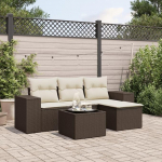 4-TLG. Garten-Sofagarnitur mit Kissen Schwarz Poly Rattan Outdoor Sofagarnitur Poly Rattan Gartenm&ouml;bel Set 4-TLG. Schwarz f&uuml;r Terrasse und Garten