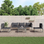 4-TLG. Garten-Lounge-Set mit Polsterkissen Anthrazit aus Poly Rattan f&uuml;r die Terrasse - Outdoor-Set in Anthrazit