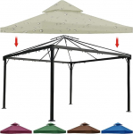 Gazebo katus, 3 x 3 asenduskatus, veekindel, stabiilne, talvekindel, sturmakindel, koos korstnaga suitsutoruga Outsunny metallist Gazebo, puidust Gazebo (Oxfordi kangas)