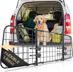 Heldenwerk universal car trunk safety guard for dogs for transporting your dog - safety guard with headrest attachment - fully adjustable trunk safety guard, black