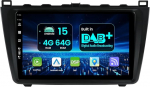 Autoradio Android 15 Mazda 6 GH 2007-2012 sisseehitatud DAB+ Carplay/Android Car/DSP -4G+64G - Kaamera + mikrofon - 9-tolline IPS 2 DIN roolijuhtimispult RDS WiFi BT DAB 360 kaamera
