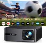 Projektor 4K p&auml;evavalgus koos Google TV 14.0, 2200 ANSI, MEMC, HDR10, 40W Dolby Audio, 4K projektor Kodukino AI pildi reguleerimine Nutikas projektor Google h&auml;&auml;ljuhtimine 2-Way Bluetooth 5.4 WiFi 6 2+32GB