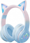 Laste Bluetooth-k&otilde;rvaklapid, kassik&otilde;rva LED-tuled, Bluetooth 5.3 stereos&uuml;steem, reguleeritav k&otilde;rvapael, 85 dB helitugevuse piir, kokkupandav, TF-kaart/kaabel/Bluetooth, &uuml;hildub arvutiga, mobiiltelefoniga, iPadiga