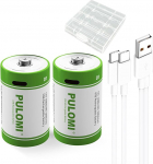 USB D liitiumioon akud 1,5 V 12000 mWh laetavad akud D aku, 4 tundi kiirlaadimist, 1200 ts&uuml;klit C-t&uuml;&uuml;pi laadimiskaabliga, &uuml;lelaadimiskaitse, 2 tk pakendis