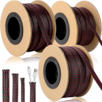 3 Rollen 30,5 m / Rolle geflochtener Kabelschlauch, 6/10/13 mm erweiterbare PET-Drahtwicklung, flexible Kabelf&uuml;hrung f&uuml;r TV, PC, Heimkino und Automobilverdrahtung - Schwarz & Rot (Schwarz & Rot)