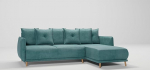 S-Style M&ouml;bel Monte Corner Sofa, Right Corner Couch with Sleep Function, Bed Box Sofa for Living Room Couch, Freestanding Upholstery Sofas, Couches, Microfibre, Turquoise, 238 x 170 x 89 cm