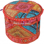 Puuvillane tikitud peegel Patchwork Ottoman Stool Pouf Cover Multi Color Ethnisch