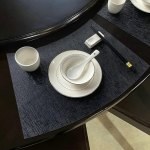 Tischset Rechteckig, 2er Set Sektor Volltonfarbe Platzsets f&uuml;r k&uuml;che Speisetisch Hotel, Platz-Matten, Marineblau, 27x43cm