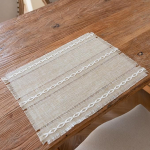 AMDXD 2er Set Tischsets Weihnachten Modern Quadratisch, Polyester Platzset Abwaschbar Weben Hohl Streifen Hitzebest&auml;ndige, Tischuntersetzer Abwaschbar Weihnachten Hell Braun, 38x45CM