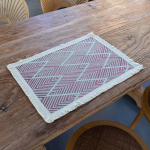 Tischset Rechteckig Leder, 4er-Set Gewelltes Fischgr&auml;tenmuster mit Streifen und gefranstem Rechteck Platzsets, K&uuml;chen-Tischsets f&uuml;r Esstisch, 45x30cm, Rosa Beige