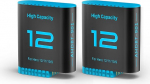 Hero12 aku 2580 mAh asendusakud C-t&uuml;&uuml;pi LED kolmekanaliline laadija GoPro Hero 12 Hero 11 Hero 10 Hero 9 Black Pack of 2