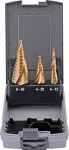 GSR Professional Step Drill Bit Set 4-30 mm, 3-osaline HSS-G TiN, Ppiral Grooved, Burr-free Peeling Drill, Step Drill Metal, Taper Drill Bit Set, Cone Drill, Step Drill Set