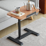 Beistelltisch C-Form,beistelltisch h&ouml;henverstellbar,360&deg;Rotierend Couchtisch Klein,neigbarm beistelltische,Eiche,mit unsichtbaren Rollen,f&uuml;r Wohnzimmer,Schlafzimmer,Laptop,Couch,Bett (Kirschbaumoptik)