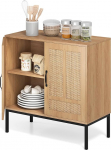 KOMFOTTEU Rattan Sideboard 2 uksega, k&ouml;&ouml;gikapp 3-suunalise reguleeritava riiuliga, buffetkapp metalljalgadega ja kallutatav kaitse, Buffet Sideboard elutuppa, s&ouml;&ouml;gituppa (naturaalne)