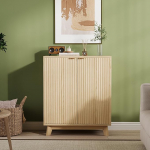 Garvee 87,6 cm Sideboard Buffetschrank mit Stauraum, moderner geriffelter Akzent Credenza mit T&uuml;ren und verstellbaren Regalen, Kaffeebar-Konsolentisch aus Holz f&uuml;r Wohnzimmer, Esszimmer, K&uuml;che oder