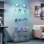 Vitriinkapp, vitriinkapp, vitriinkapp, 163 x 80 x 35 cm, 4 kihti LED-iga, 2 ust ja lukk, kaasaegne klaasist kollektsioonikapp, seisev kapp elutuppa, kontorisse.