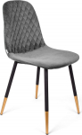HOMLA Noir Velour tool, elutoa tool, s&ouml;&ouml;gitoa tool, polsterdatud tool, seljatoega tugitool, k&ouml;&ouml;gitool moeka disainiga, mustad ja kuldsed jalad, hall, 44 x 52 x 85 cm.