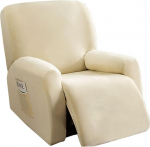 Highdi Stretch Cover for Relaxing Chair, tugitooli kate, 4-osaline komplekt, Super Soft Velvet, t&auml;ielik tugitooli kaitsja, tugitooli kate teleritoolile, tugitoolile (beež)
