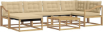 Outdoor-Sofagarnitur 7-teilig, Gartenm&ouml;bel-Set aus Akazienholz, Modulares Lounge-Sofa mit Sitzkissen f&uuml;r Terrasse und Garten, Modernes Design, f&uuml;r 6 Personen