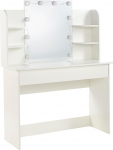 MMT Furniture 90 cm LED garderoobilaud koos peegliga - kaasaegne valge garderoobilaud 2 sahtliga, reguleeritava valgustusega ja kaablihoidjaga