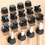 Rocoren kaablihoidja isekleepuv kaablihoidja Tugev magnetiline kaablijuhtimise kaabliklambrid Organisaatori hoidja lauale, &ouml;&ouml;kapile, kontorile, kontorile, laadimiskaablile, HDMI, helikaablile, pakend 18, mustas v&auml;rvitoonis