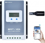 ECO-WORTHY 40A MPPT Solar Charge Controller, 12V/24V Charge Controller Solar with LCD Display, Bluetooth App Monitor & RS485, 99% Charging Efficiency for Lithium Gel SLA FLD Battery