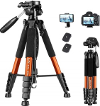Victiv 182 cm alumiiniumist kaamerastatiiv, kerge ja kompaktne reisistatiiv DSLR-aparaadile koos 3-suunalise p&ouml;&ouml;rleva, 360&deg; panoraamkuulipilduja ja telefonihoidjaga, mida saab kasutada YouTube, Vlogi ja video jaoks.