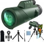 Monocular Telescope 10 x 42, Monocular Binoculars with Smartphone Holder, BAK4-Prism HD Adult Telescope for Hiking, Bird Watching, Hunting