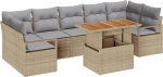 Rantry 8-teiliges Garten-Sofa-Set mit Kissen Beige Poly Rattan Gartenlounge Model3358415