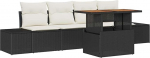 Rantry 5-teiliges Garten Sofa Set mit Kissen Schwarz Poly Rattan Gartenlounge Model3358630