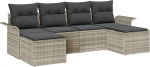 Rantry 6-teiliges Garten Sofa Set mit Kissen Hellgrau Poly Rattan Gartenlounge Model3345472