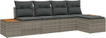 5-teiliges Garten Sofa Set mit Kissen Grau Poly Rattan Akazie Gartenlounge Model3348065