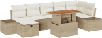 8-Teiliges Garten Sofa Set mit Kissen Beige Poly Rattan Gartenlounge Model3360061