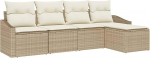 5-teiliges Garten Sofa Set mit Kissen Beige Poly Rattan Gartenlounge Model3346681