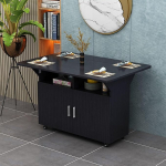 Rataste ja hoiuruumiga laiendatav s&ouml;&ouml;gilaud - must kokkupandav k&auml;sit&ouml;&ouml;laud v&auml;ikestesse k&ouml;&ouml;kidesse 100 x 70 cm - ideaalne ruumi s&auml;&auml;stev lahendus!