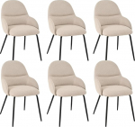 Goeurvant s&ouml;&ouml;gitoa toolid komplekt 6 k&auml;etoega - Ergonoomilised polsterdatud toolid, kaasaegsed k&ouml;&ouml;gitoolid linase katte ja metallist jalgadega, polsterdatud toolid elutuppa, s&ouml;&ouml;gituppa, k&ouml;&ouml;ki, beeži v&auml;rvi.