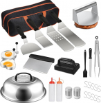 28-osaline Plancha tarvikud Grillimisriistade komplekt, Smash Burgeri komplekt koos burgeripressiga, grillspaatel, Barbecue Teppanyaki v&auml;ljas ja siseruumides, toiduvalmistamise tarvikud, grilli tarvikud, meeste s&uuml;nnip&auml;evakinkidee