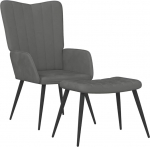 vidaXL lamamistool koos tugitooliga, TV tool, polsterdatud tool, Wingback tool, l&otilde;&otilde;gastav tool, tugitool, tugitool, tugitool, tumehall, sametne