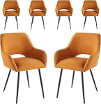 6 moodsa s&ouml;&ouml;gitoa tooli komplekt: Ergonoomilised Veluurist k&ouml;&ouml;gitoolid k&auml;etugedega seljatoega Mustad metallist jalad Mugav s&ouml;&ouml;gituba elutuba k&ouml;&ouml;k - lihtne kokkupanek (6, oranž)