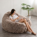 MAXYOYO Giant Bean Bag Bed, &uuml;mmargune Bean Bag Chair, suur diivan pika Faux Fur kattega ja koheva t&auml;itega t&auml;iskasvanutele, paaridele, k&uuml;lalistele (kohv, 150 x 150 cm)