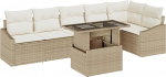Rantry 7-teilige Garten Sofa Set mit Kissen Beige Poly Rattan Gartenlounge Model3349017