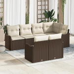 Rantry 7-teiliges Garten Sofa Set mit Kissen Braun Poly Rattan Gartenlounge Model3345738