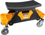 Hoteche Workshop Stool, Plastic Car Repair Stool, Black PP Design with Yellow Tool Compartment and Drawer, 650 x 250 x 380 mm, 100 kg Load Capacity