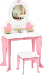 MAMIZO laste riietuslaud eemaldatava peegliga, puidust riietuslaud koos tugitooliga, 2-in-1 printsessi riietuslaud, laste t&ouml;&ouml;laud, riietuslaud t&uuml;drukutele alates 3. eluaastast, 50 x 33 x 91 cm, roosa, 50 x 33 x 91 cm.