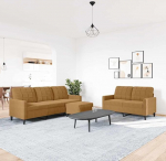 Gecheer 3-TLG. Sofagarnitur mit Kissen Braun Samt, Moderne Couch Polstersofa f&uuml;r Wohnzimmer Schlafzimmer Spielzimmer3278408