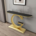 Konsolentisch aus Kunstmarmor mit Metallrahmen, Elegante Flur- und Wohnzimmerm&ouml;bel