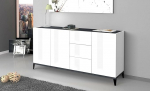 Dmora - Paolo Kitchen Sideboard with 3 Doors and 3 Drawers, Living Room Buffet, 100% Made in Italy, 160 x 40 x 82 cm, Glossy White and Slate