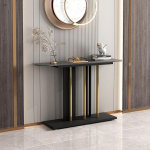 Generisch Moderner Konsolentisch in Marmoroptik - Eleganter Beistelltisch mit stabilem Metallgestell f&uuml;r Wohnzimmer, Flur und Eingangsbereich - 80 cm (31,4 Zoll), Schwarz